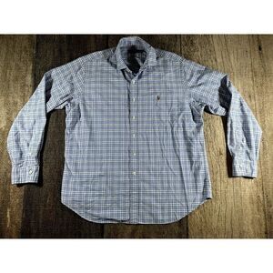 Polo Ralph Lauren Blue Plaid Colored Jockey Long Sleeve Shirt XL Mens Preppy